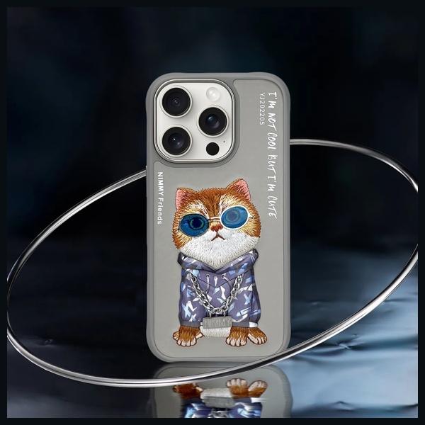 Etui do iPhone 16 Pro Max Nimmy Glasses Cool Cat Szare