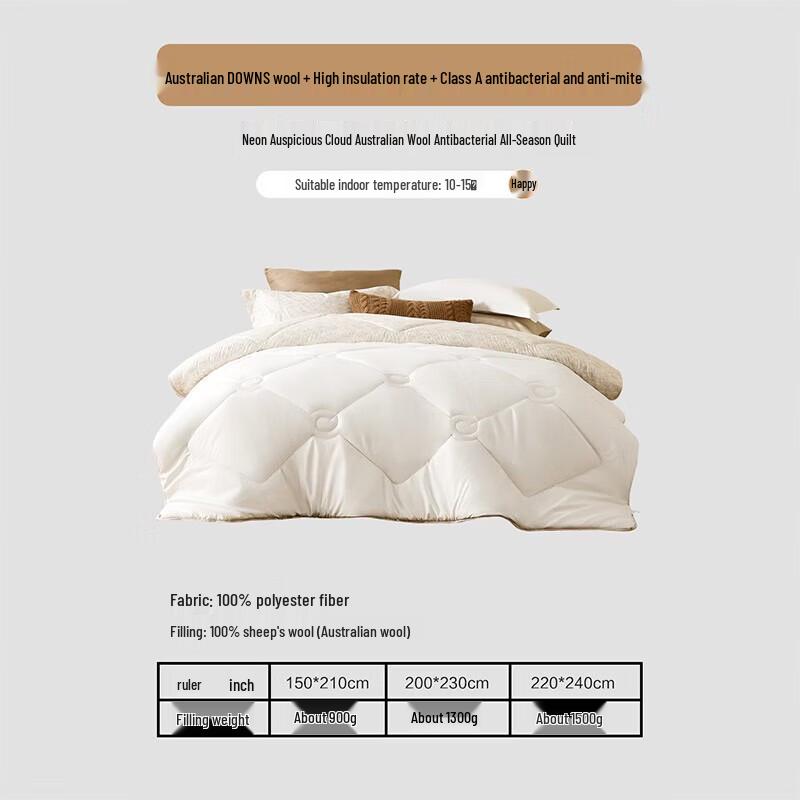 Mercury Home Textiles Premium Australian Wool All-Season Quilt