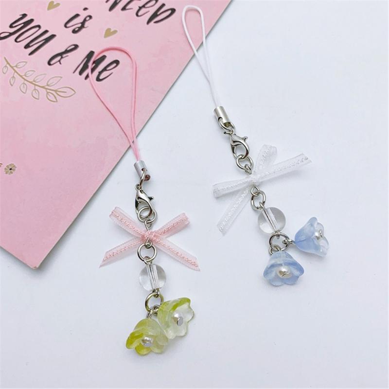 Bowknot Phone Charm Strap Keychain Keyring Lanyard String Flower Phone Chain