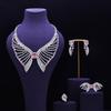 Fashion and Environmentally Friendly Copper Inlaid Zircon Necklace Earrings 4-piece Banquet Wedding Accessories