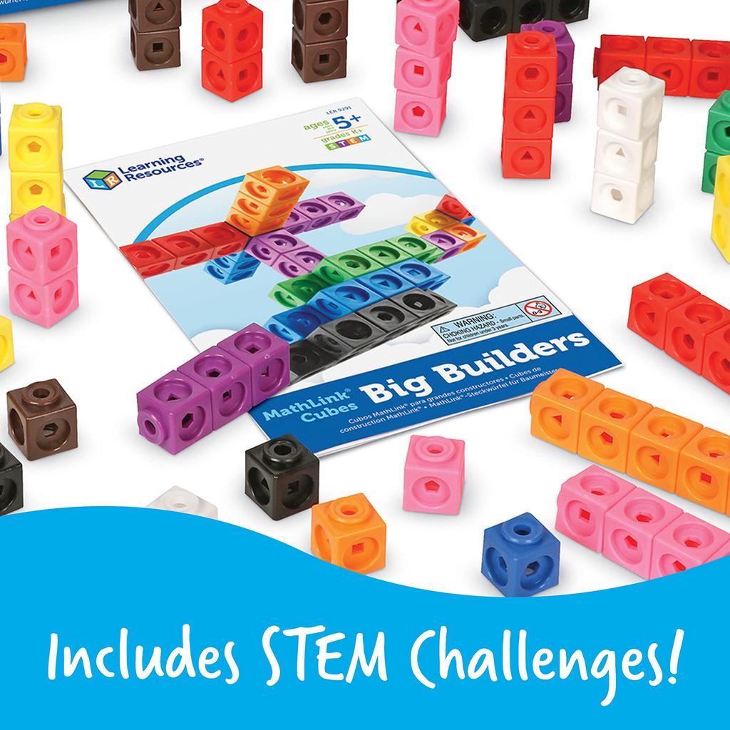 Learning Resources MathLink Series Cubes, Large Capacity, 200-Piece Set, LER9291, Authentic