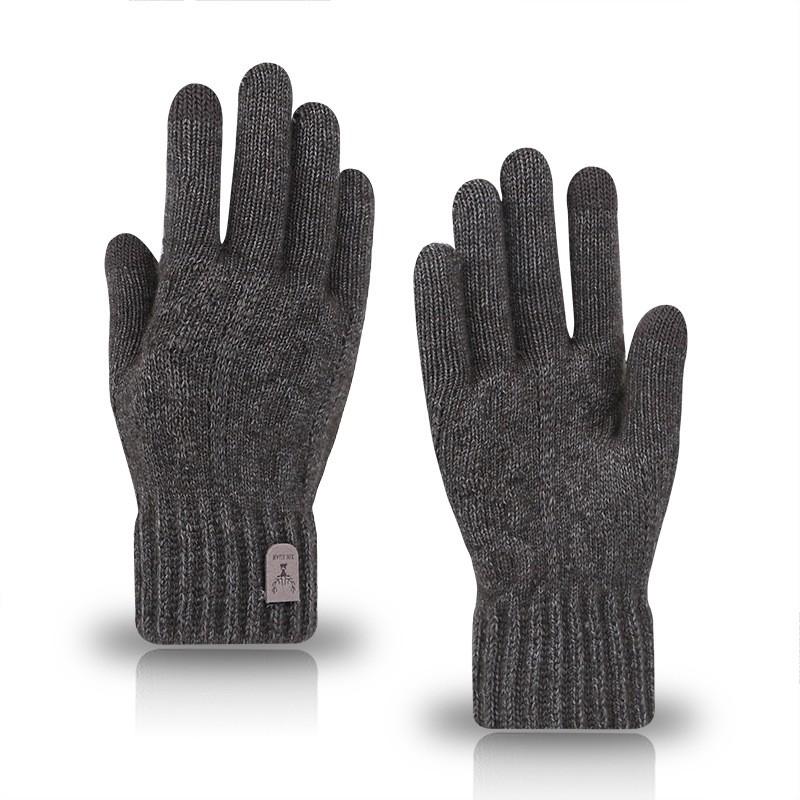 Men's Warm Gloves Winter Touch Screen Plus Fleece Gloves Cold Warm Wool Knitted Gloves