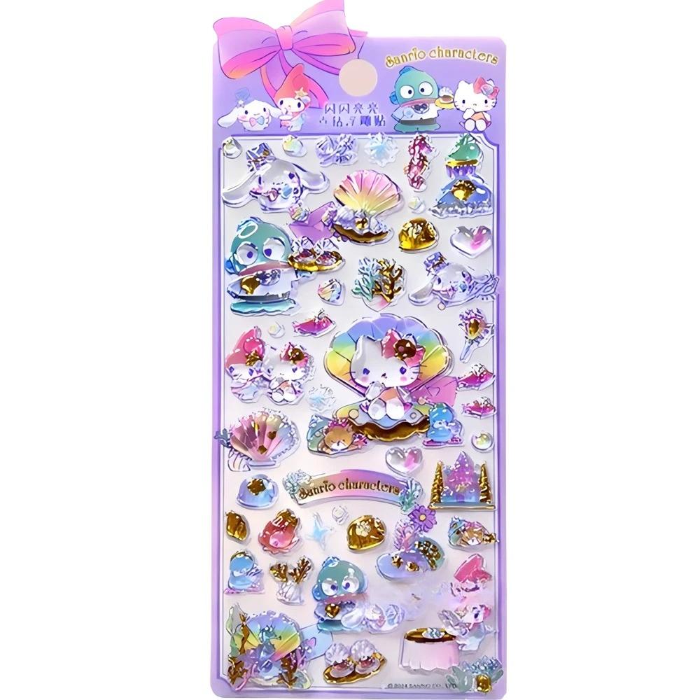4Pcs Kawaii Sanrio 3D Relief Stickers Cinnamoroll My Melody Crystal Decals Waterproof Cute Cartoon Jelly Sticker Toys Gifts