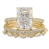 OEVAS 7x10mm 3.5CT Full Zircon Rings Set 100% S925 Silver for Women Wedding Engagement Ring Fine Jewelry Gift