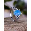 Palladium White K Egg Blue Opal Edge Cross Ring