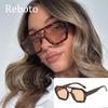 Black Brown Square Sunglasses Women Luxury Retro Double Bridges Polygon Sunglasses Female Thick Frame Eyewear Shades UV400