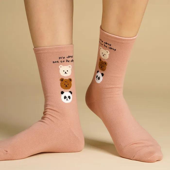 Kiki Yasocks Women's Fashion Socks Fluffy Teddy Bear Friends 5 Colors