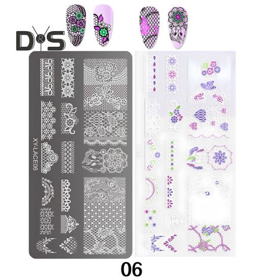Stamping Plates Set Bows Flowers Lace Design Manicures Decoration Metal Plate Transfer Sweet Series Template