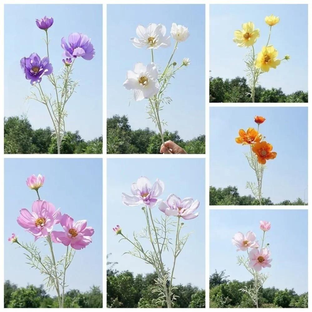 77CM Length Artificial Cosmos Flower Branch Elegant Design Handmade Plastic Chrysanthemum Gesang Flower Fake Flowers