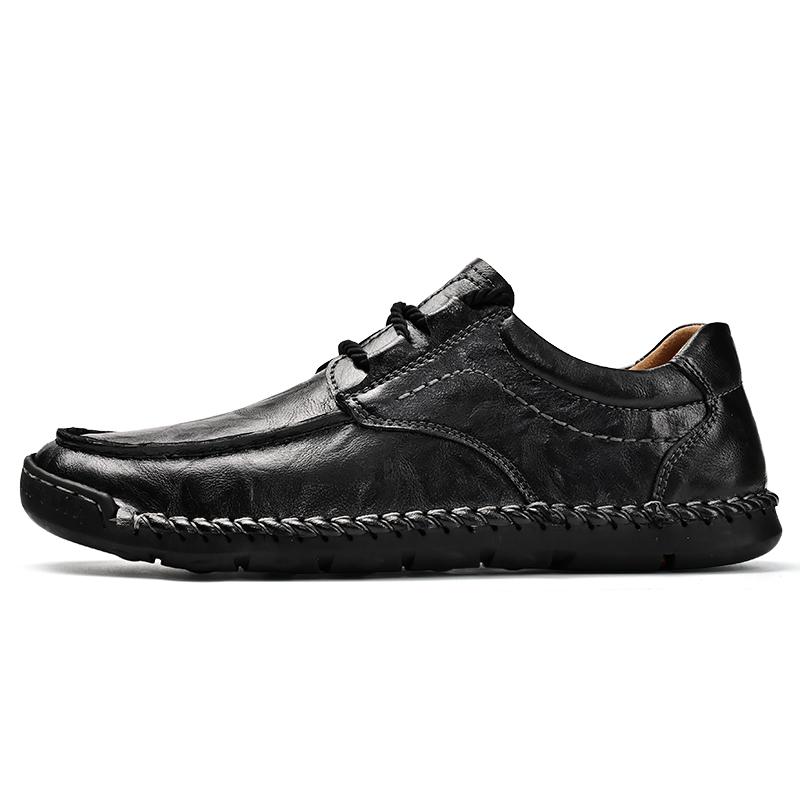 Handmade Men's Stitched Leather Shoes Classic Retro Design Style Daily Office Driving Outdoor Leisure Business Shoes Big Size