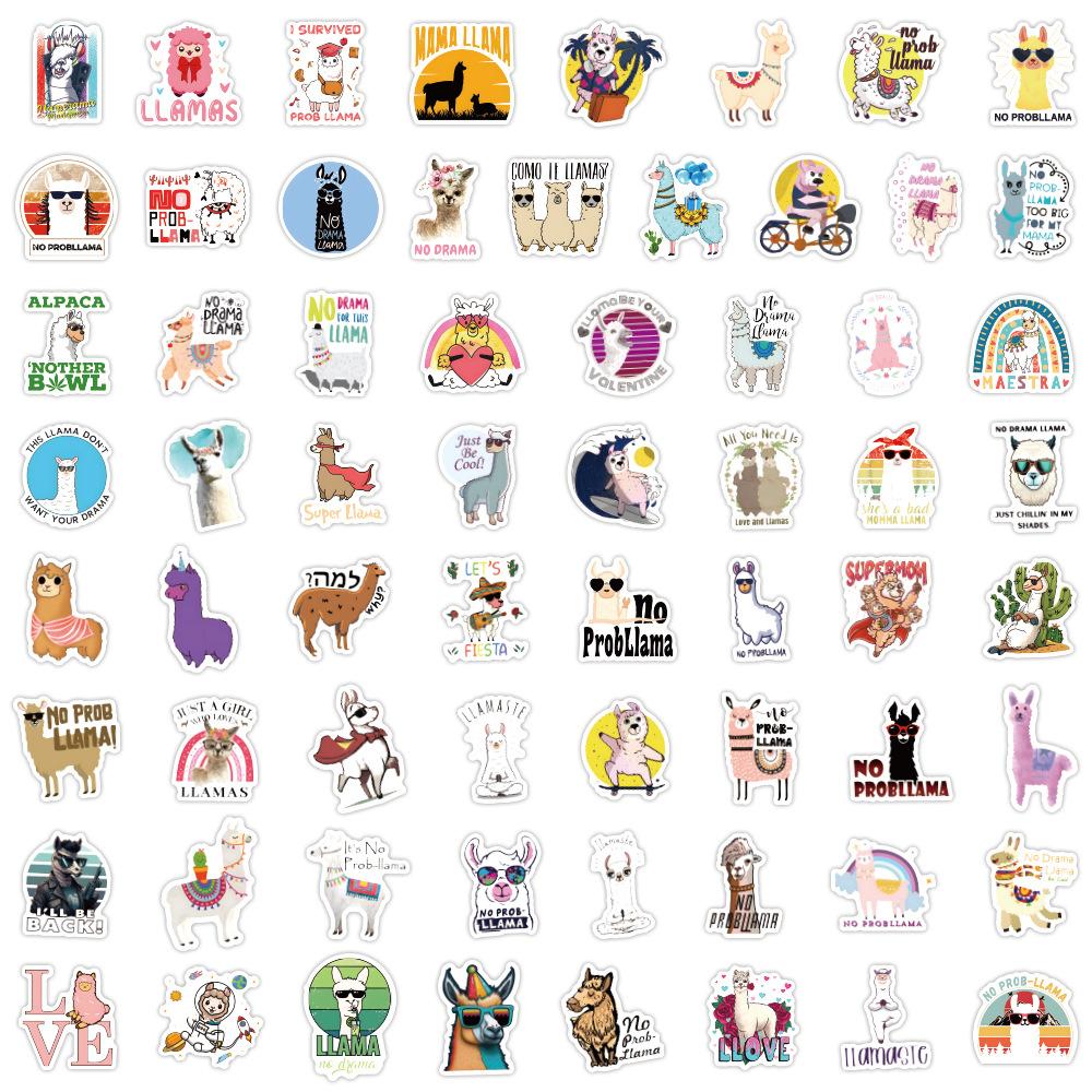 60 New Llama Graffiti Stickers Water Cup Computer Refrigerator Skateboard Waterproof Stickers