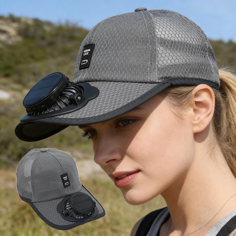 Summer Baseball Cap with Solar-Powered Fan and UV Protection for Outdoor Activities