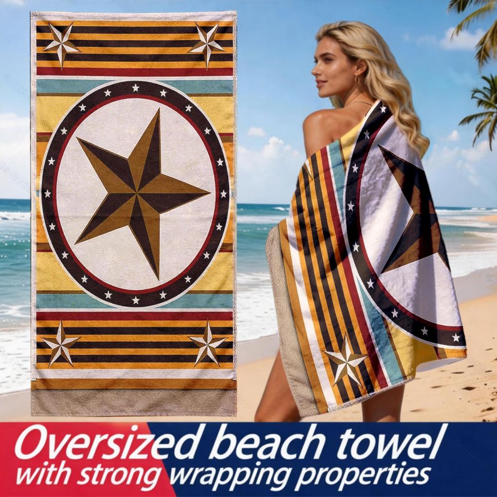 Western cowboy Texas style pattern polyester microfiber beach towel is highly absorbent, suitable for swimming and beach outings