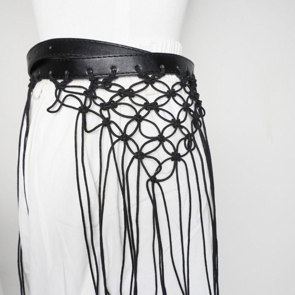 Y2K Bohemian Style Belts Retro Woven Tassel Waistband Fashion Tassel Weave Belts  Waist Accessories