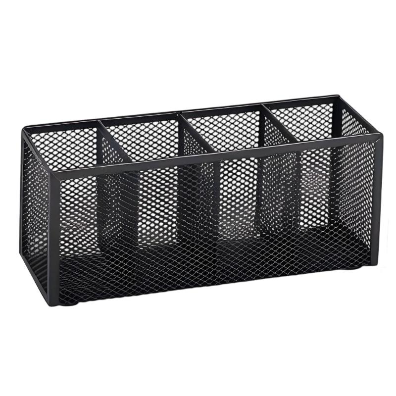 Vanity and Desk Organizers Pen Holders, Black Metal Mesh Desktop Caddy for Brushes, Pen, Scissors, and Supplies