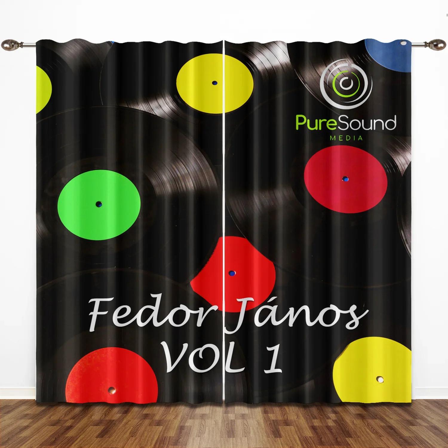 

Классическая Музыка Винтажная Виниловая Пластинка Светофильтрующие Драпировки Шторы для Окна для Гостиной Спальни Кухни 2 Штуки Декор (W50H130cm)-2pcs&Grommet Top