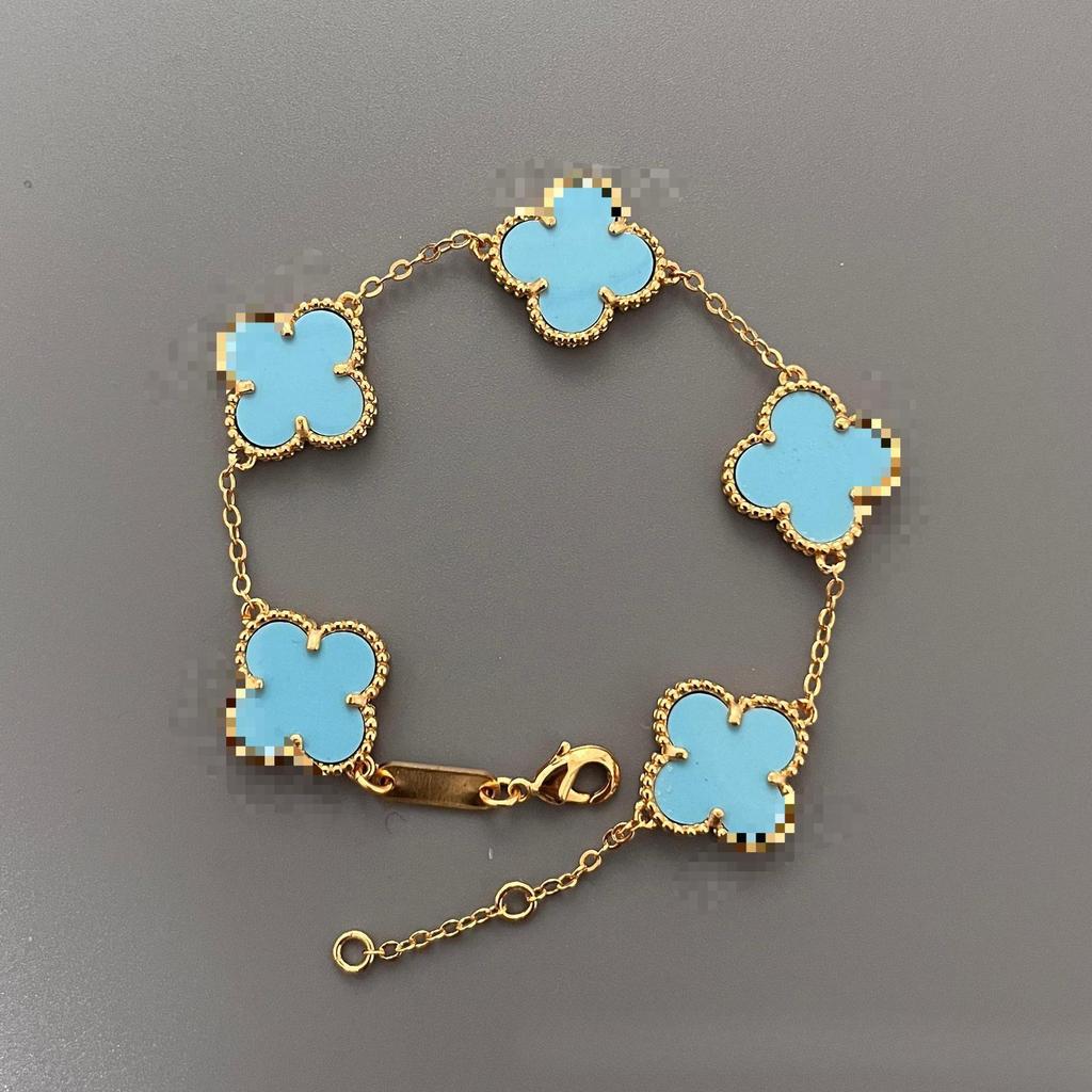 Mote 15mm Firkløver Femblomst Armbånd for Kvinner 18k Dobbeltsidig Perlemor Enkelt og Mote Allsidig Armbånd