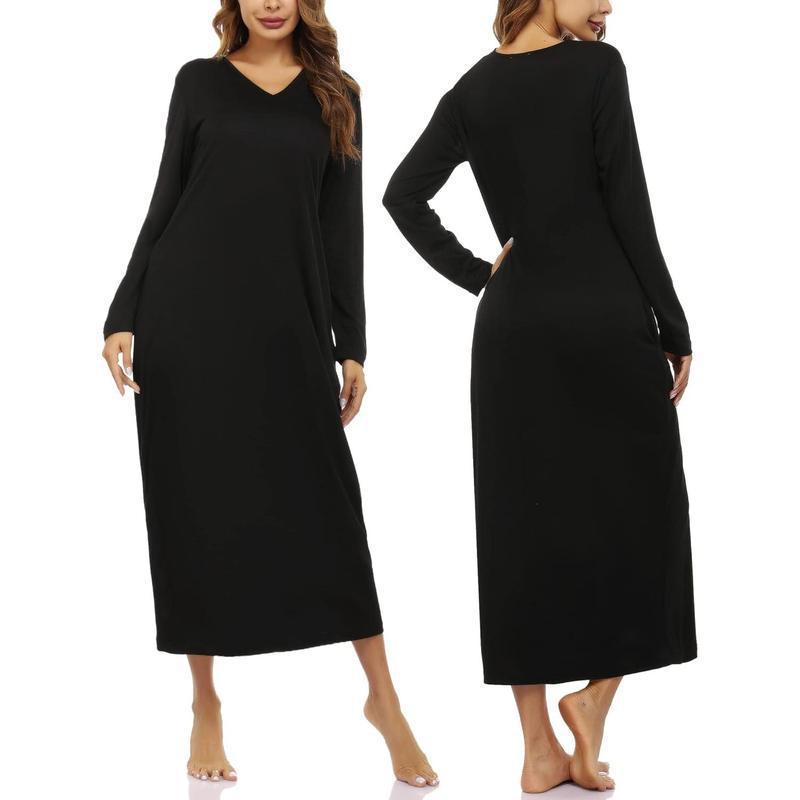 Women's Long-Sleeve Cotton Nightgown Pajamas