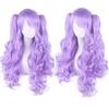 80cm Long Curly Cosplay Wig with 2 Ponytails Women Layered Wigs Pink Blue Gold Curly Wigs  Carnival