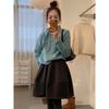 Dunkelgrauer Woll-A-Linien-Minirock für Damen - High Waist Schlankmachender Mid-Length Schirmrock für Herbst/Winter 2025