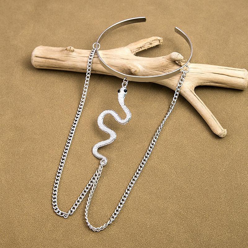 Jewelry Personality Creative Retro Inlaid Diamond Snake Tassel Arm Ring Elegant Versatile Body Chain Bracelet for Women