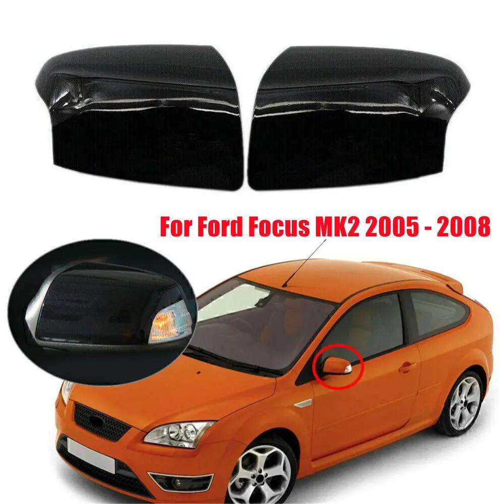 For Ford Focus MK2 2005-2008 Replacement Car Rearview Side Mirror Cover Wing Cap Exterior Door Rear View Case Trim Gloss Black