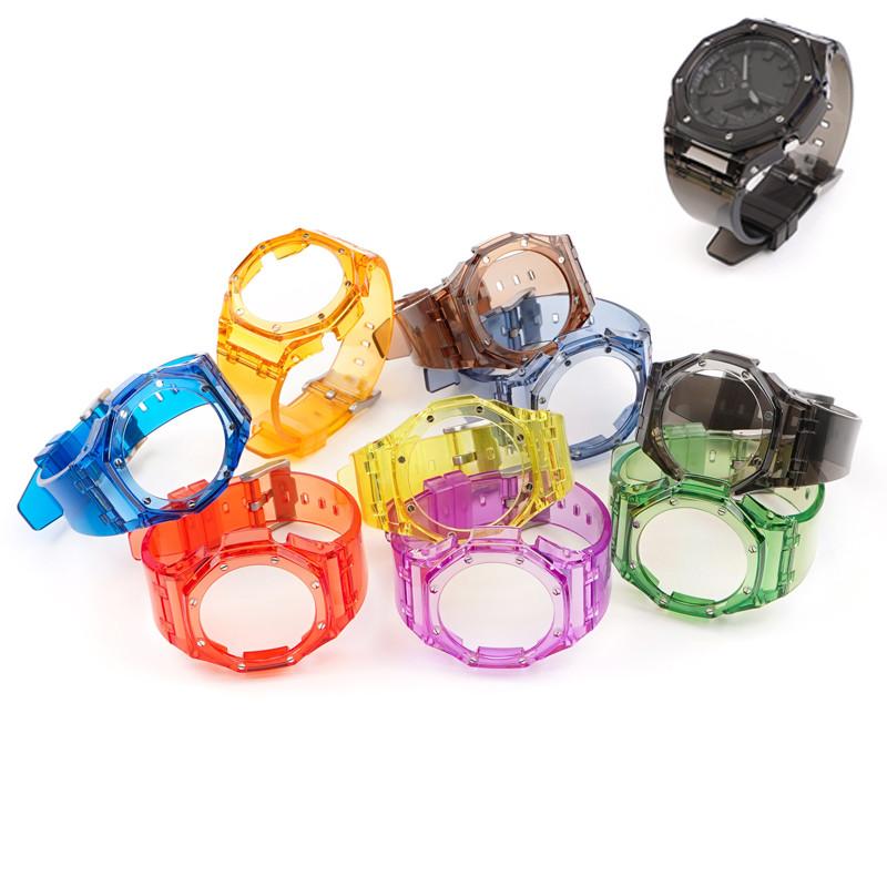 Modification Kit For Casio G-SHOCK GA-2100 GA-2110 GA-B2100 Fluororubber Strap GA2100 Men Bezel Watch Band Bracelet