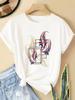 (Asian Size) Feather Trend Cute Women Casual Short Sleeve T  Tee Top Clothing Shirt Fashion Printed Lady Female Graphic T-shirts