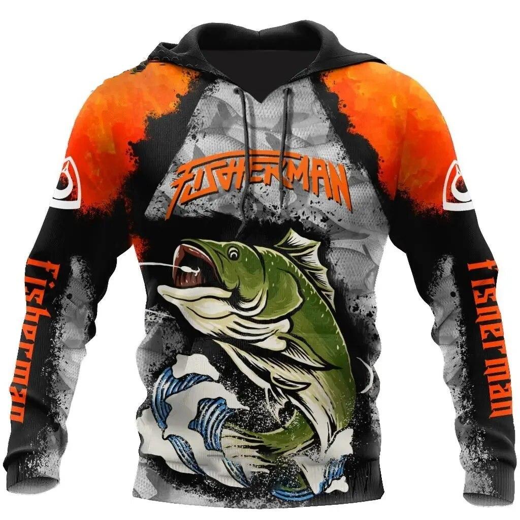 Primavera Outono Cool Carp Pesca 3D Impresso Moda Masculina Moletom Com Capuz Tops Grandes Estilo Harajuku Casual Pullovers