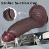Realistic Black Thick Liquid Silicone Dildo, Soft Skin-Like Texture with Strong Suction Cup, Hands-Free Design, Strap-On Compatible Adult Toy