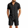 Men's Summer Linen Lapel Casual Shirt & Shorts Set: Breathable Cotton Two-Piece Workwear