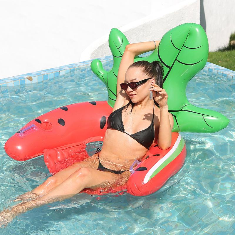 New Water Inflatable Pineapple Floating Bed Adult Floating Bed Thickened Pvc Convenient Recliner With Backrest Floating Swimming Ring Quality