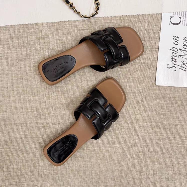 Casual beach women's shoes summer new temperament wear sandals thick heel versatile woven half slippers women