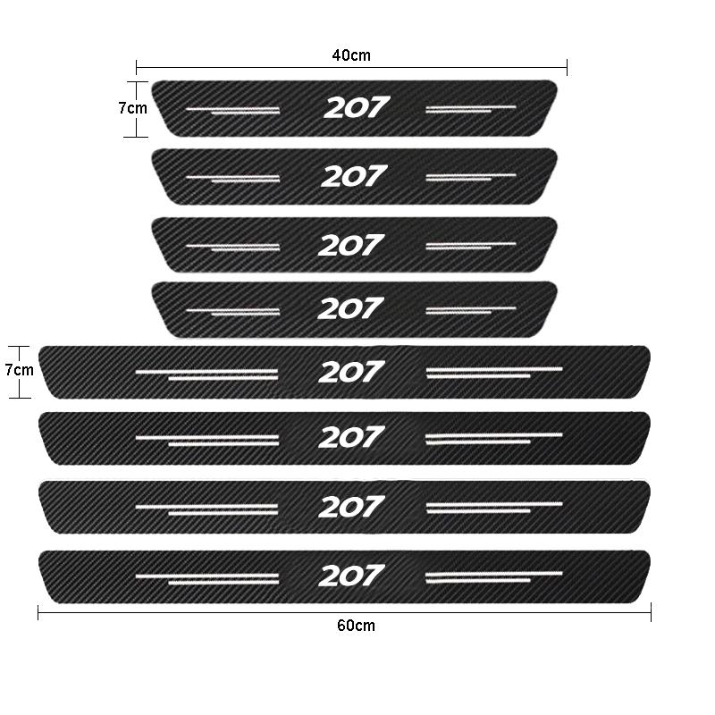 For Peugeot 207 208 RCZ Rifter 308 307 407 206 108 Carbon Car Door Sill Scuff Covers Black Door Panel E Guards Protector