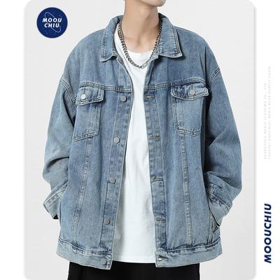 Men's New Denim Jacket, Men's Trendy Brand, Loose Casual and Cool Workwear Jacket