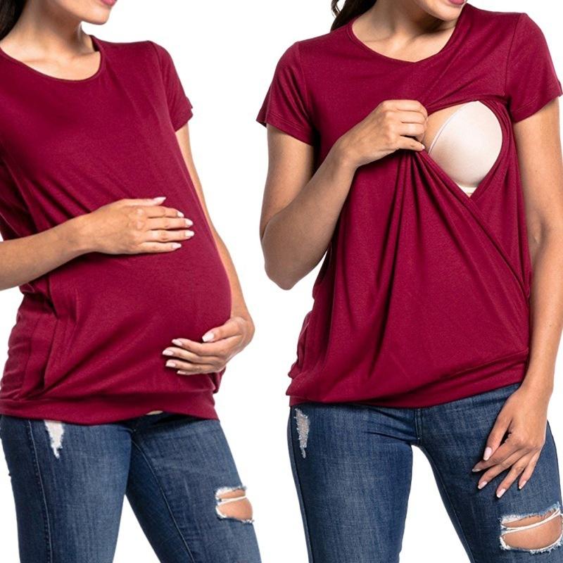 Yaseking Womens Short Sleeve Pure Colour Tops Breastfeeding Nusring Maternity Clothes T-Shirts Blouse Yaseking Womens Short Sleeve Pure Colour Tops Breastfeeding Nusring Maternity Clothes T-Shirts Blouse