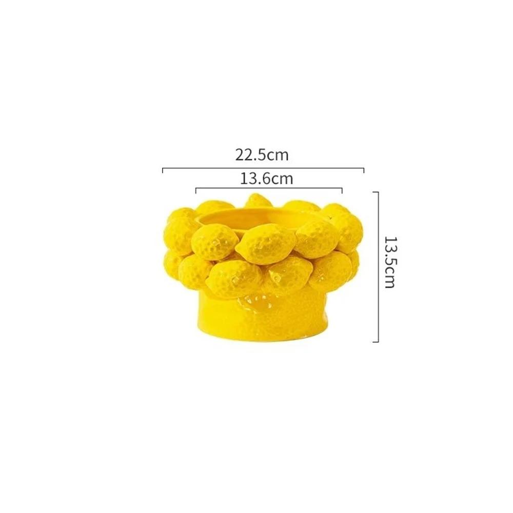 Citronu stila keramikas ziemeļnieciska augļu vāze