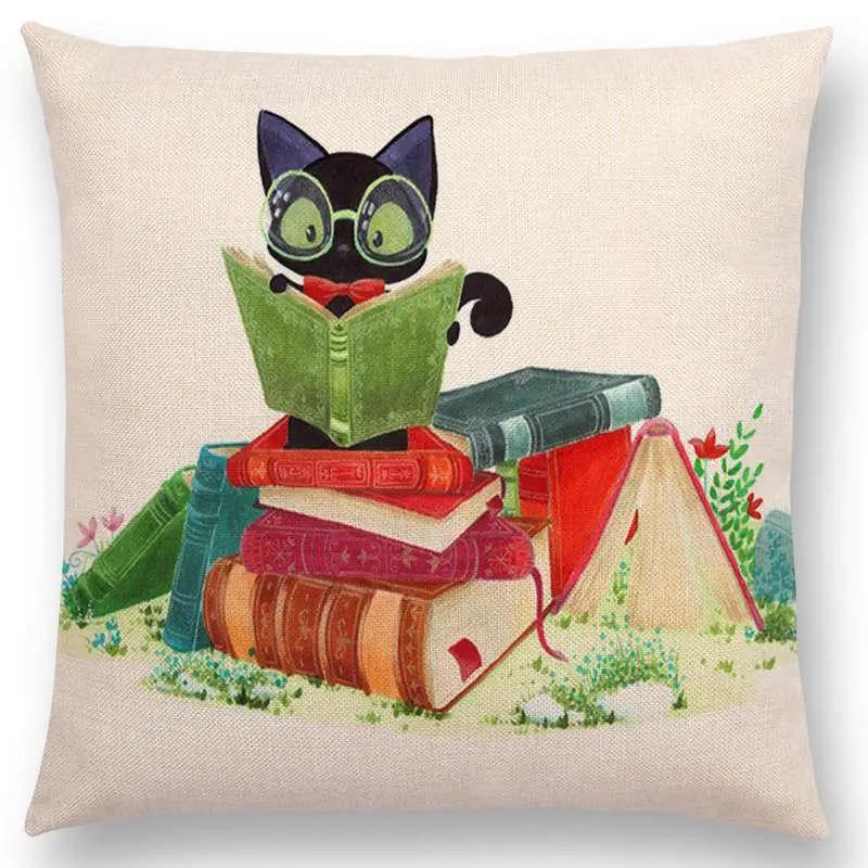 Newest Cute Cartoon Sofa Pillow Cover Black and White Cat Funny Fox Cushion Cover Throw pillowcase