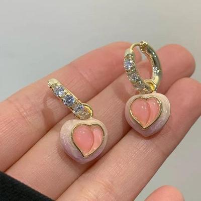 Exquisite Pink Peach Earrings New Sweet Love Earrings French Light Luxury Earrings for Women