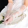 Gants Longs en Dentelle Papillon en Maille Blanche Accessoires Robe de Mariée Mariée Élégants Fins Transparents Décoration de Fête Gants Coudes
