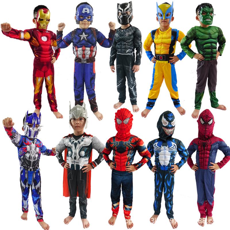 Kids' Muscle Costume: Halloween Heroes – Iron Man, Captain America, Thor, Hulk, Optimus Prime, and Spider-Man