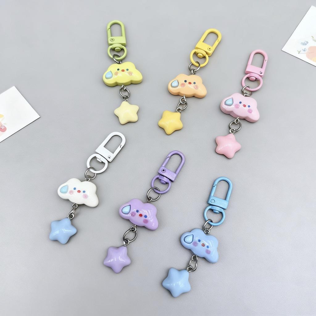 Cute Cloud Star Keychain Mini Bag Doll Pendant Backpack Charm Accessory Best Friend Gift Key Ring