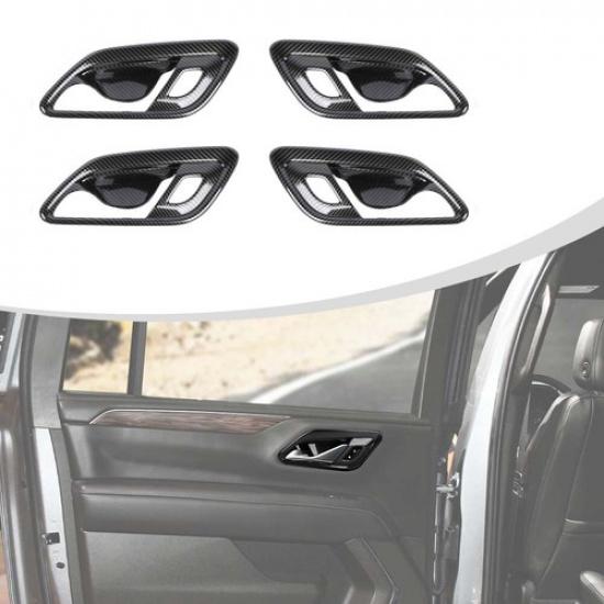 4x Carbon Fiber Door Handle Bowl Cover Trim For Chevy Suburban +/Tahoe +