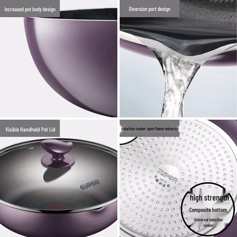 Supor 28cm Non-Stick Wok with Red Dot Indicator