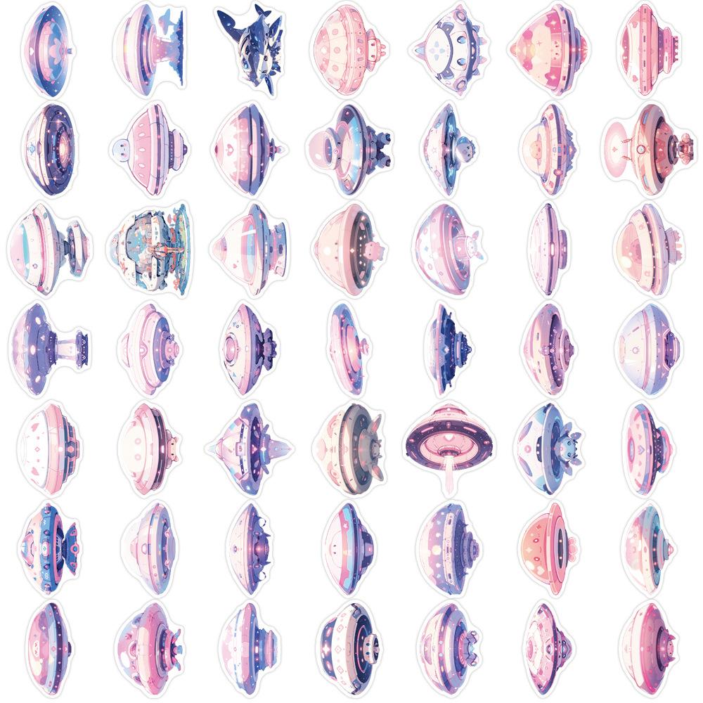 50 Cartoon Colorful UFO Doodle Stickers Personalized Decorative Guitar Notebook Suitcase DIY Waterproof