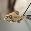 Brass Fish Figure for Desktop, Collectible Feng Shui Item Office