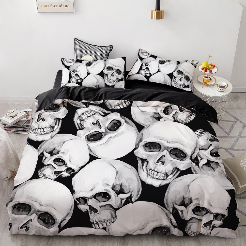 Luxury Bedding Sets 3D Custom,Duvet Cover Set Queen/King,Quilt/Blanket Cover Set,3 PCS Bed Se,halloween Skull  Bed Linen