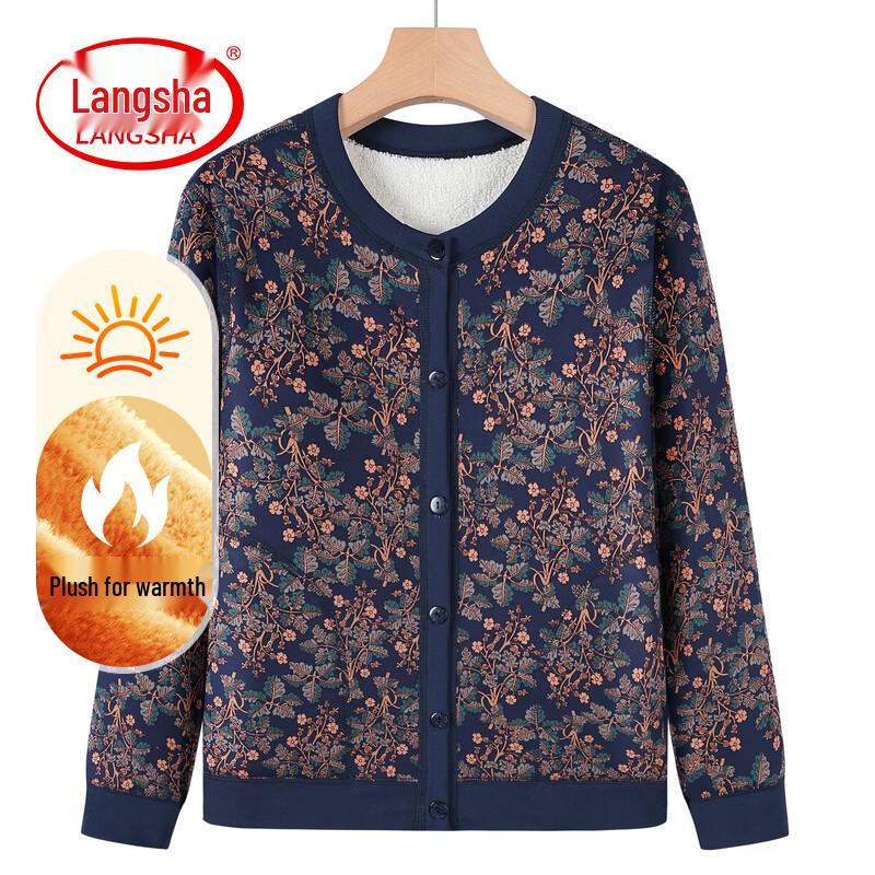 LangSha Elderly Women s Fleece-Lined Winter Short Coat 4XL