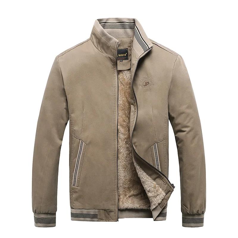 Fashion Aviator Jacket Baseball Jacket Autumn And Winter New coats Fleece Thickened jackets Warm Solid Color Zipper Top Men's
