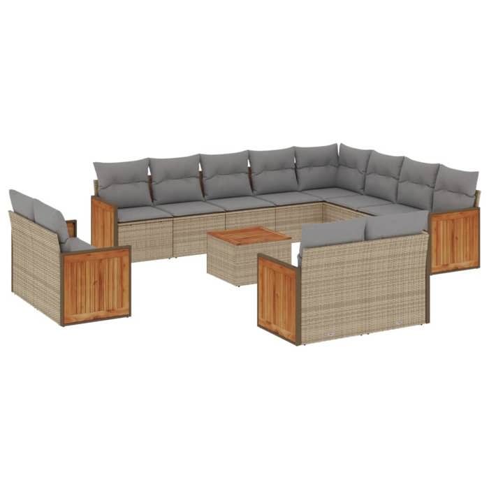 VidaXL Garden Lounge Set with Cushions 13 Pcs, Patio Sofas, Patio Furniture Set, Outdoor Furniture, Beige 3228201
